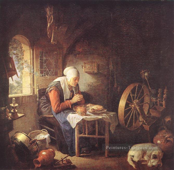 La prière de l’âge d’or Spinner Gerrit Dou Peintures à l'huile